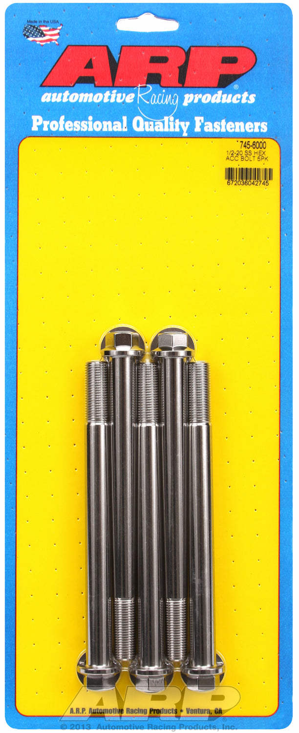 1/2-20 x 6.000 hex SS bolts