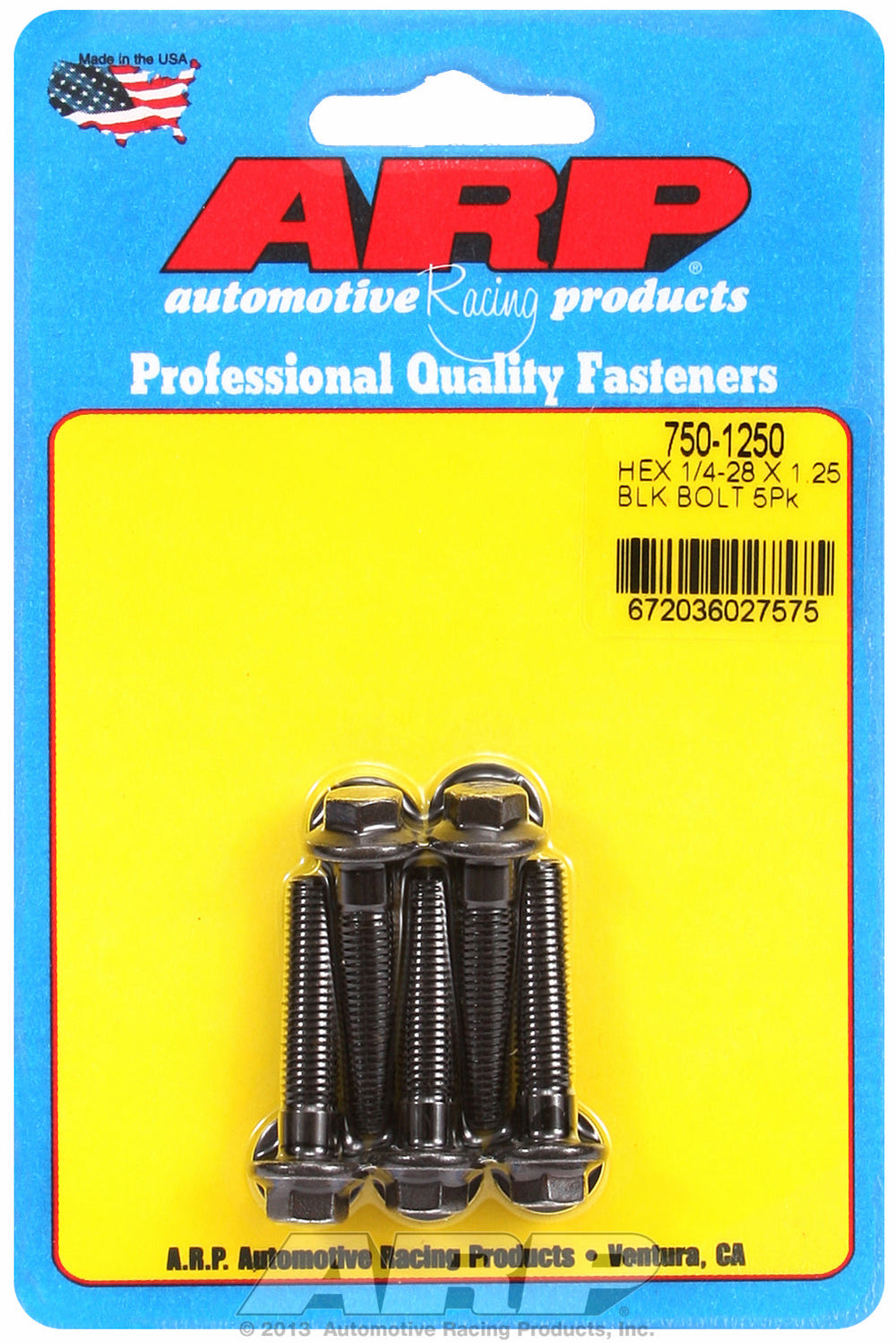 1/4-28 x 1.250 hex black oxide bolts