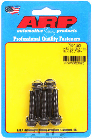 1/4-28 x 1.250 hex black oxide bolts