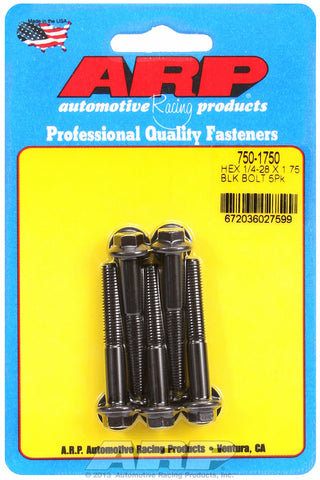 1/4-28 x 1.750 hex black oxide bolts