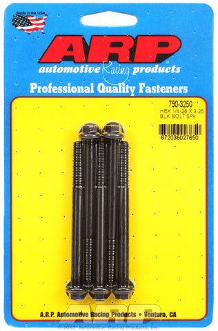 1/4-28 x 3.250 hex black oxide bolts