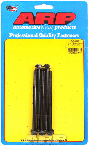 1/4-28 x 4.000 hex black oxide bolts
