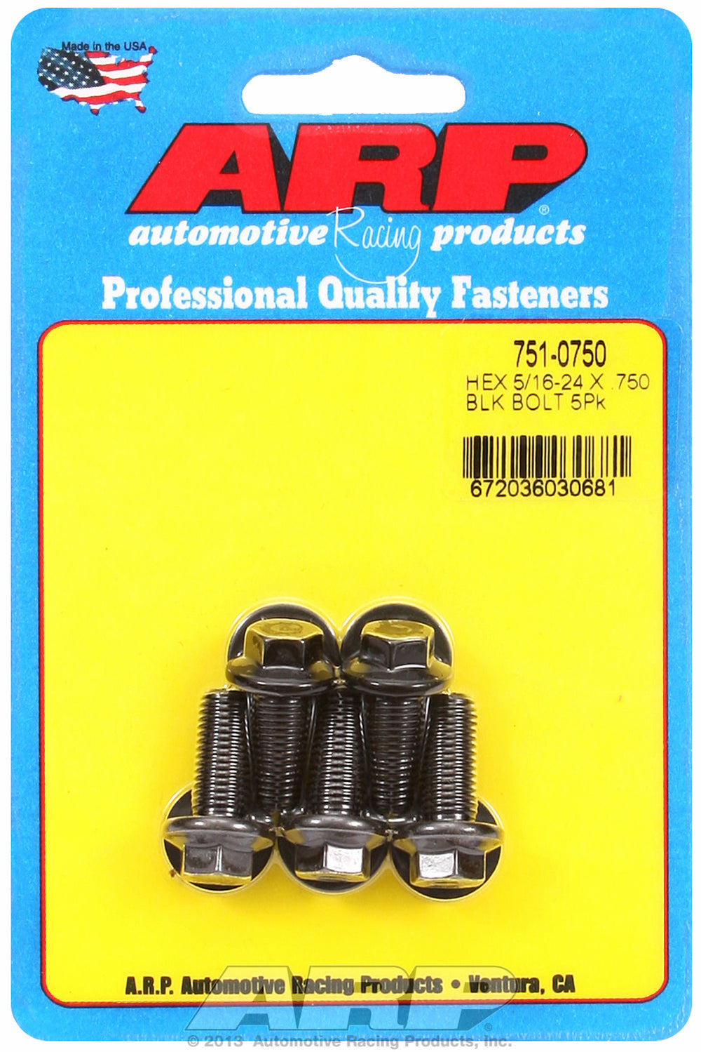 5/16-24 x .750 hex black oxide bolts