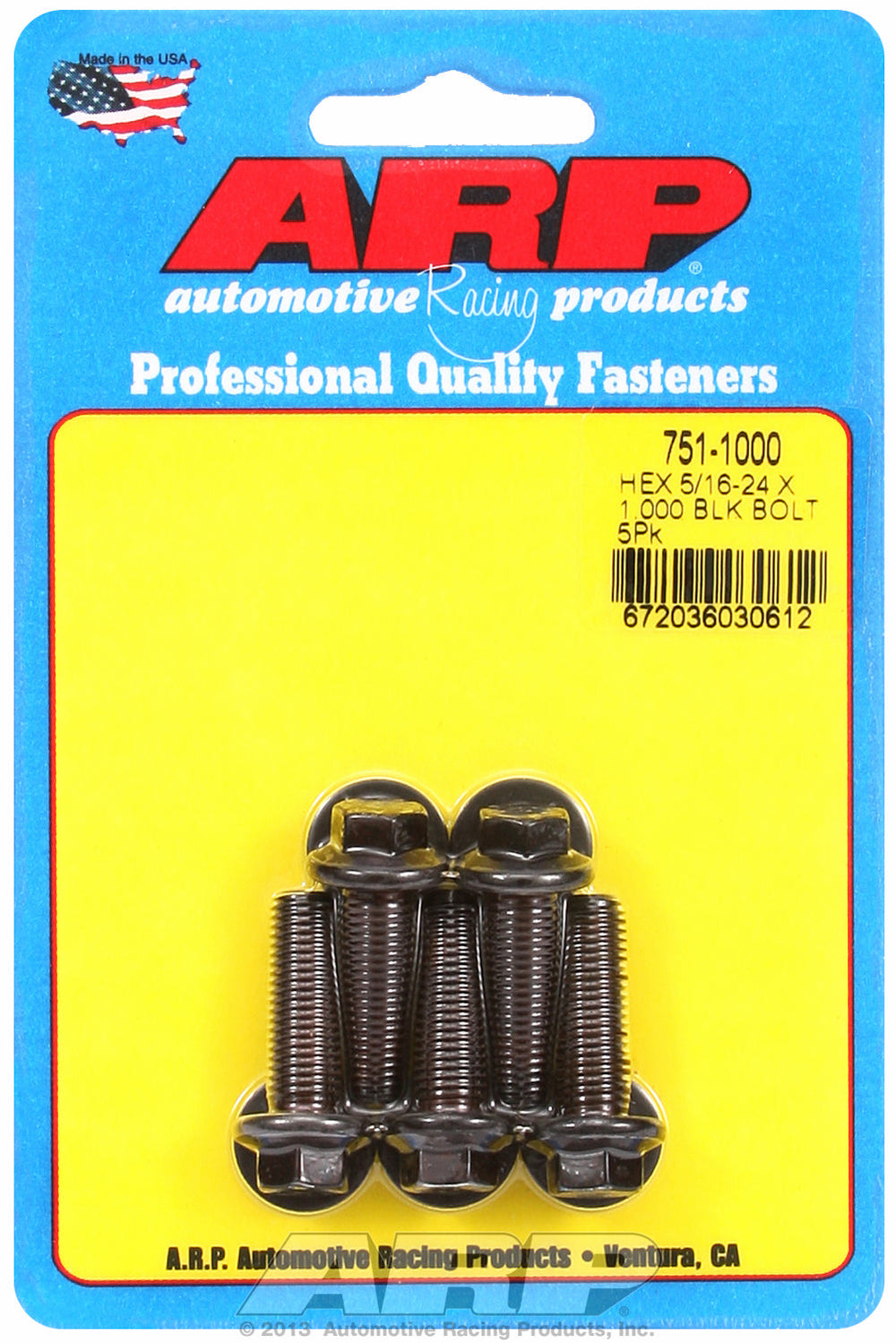 5/16-24 x 1.000 hex black oxide bolts