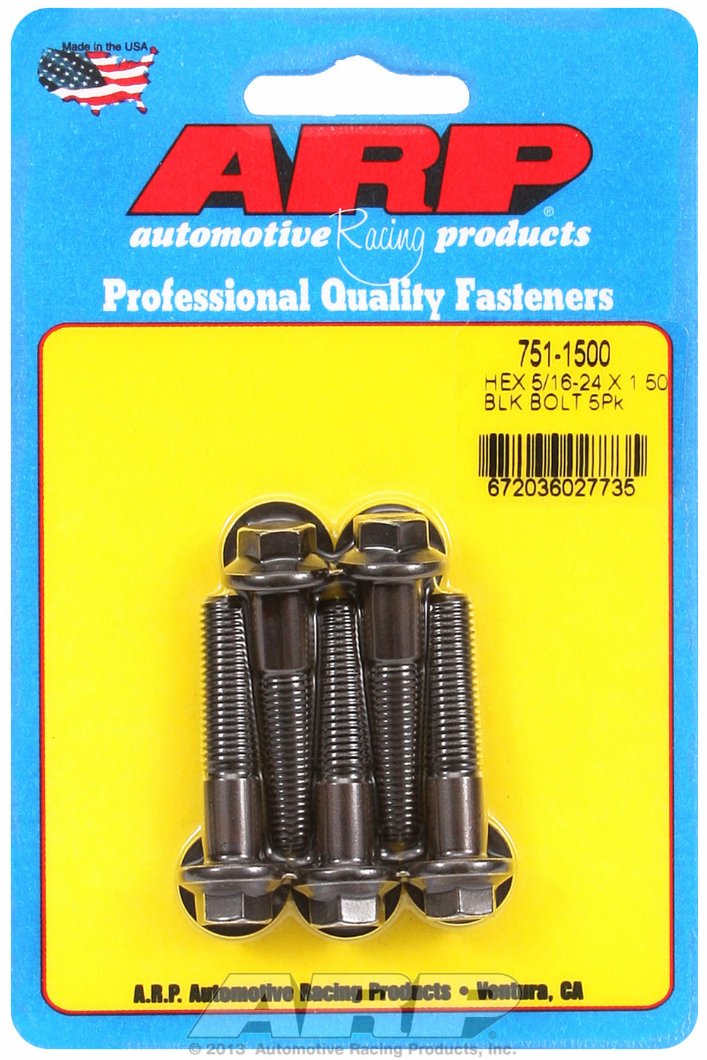 5/16-24 x 1.500 hex black oxide bolts