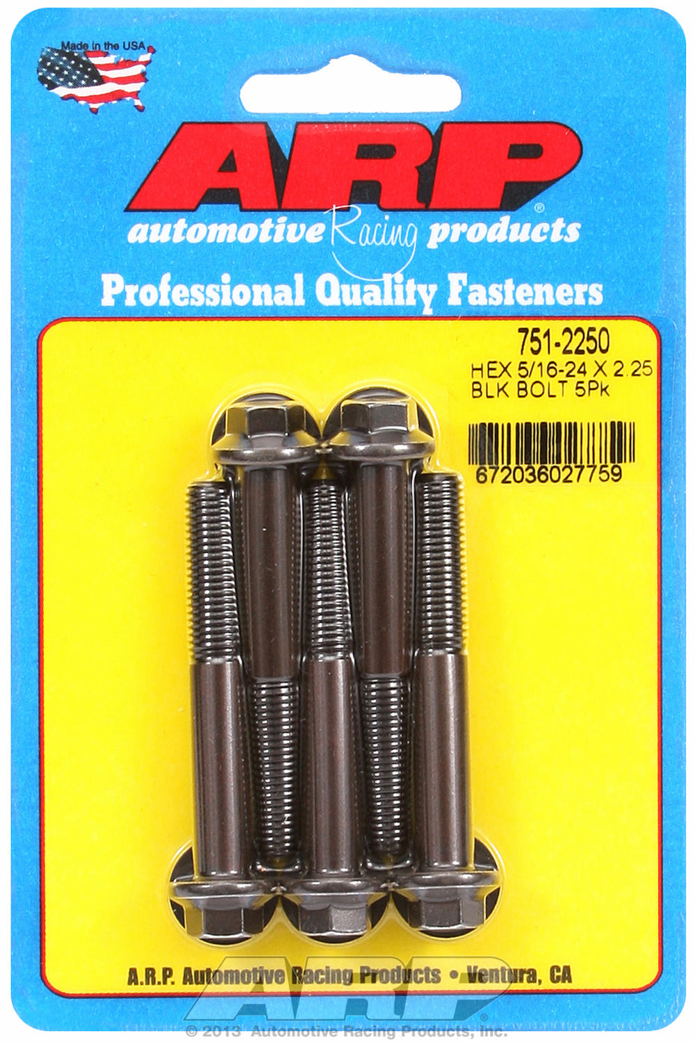 5/16-24 x 2.250 hex black oxide bolts