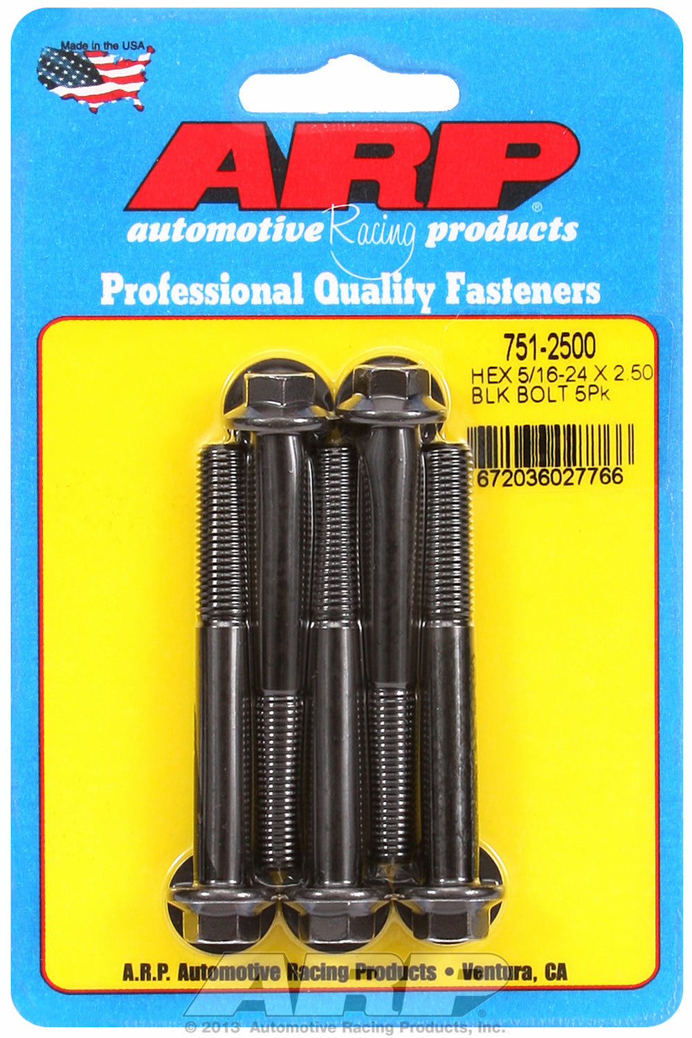 5/16-24 x 2.500 hex black oxide bolts
