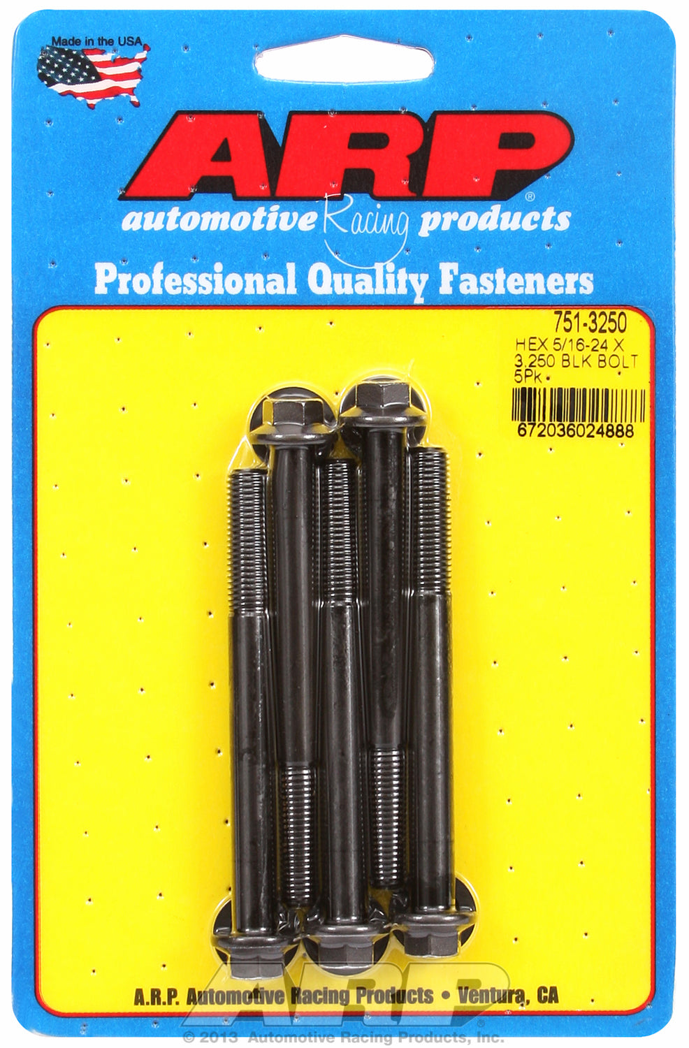 5/16-24 x 3.250 hex black oxide bolts