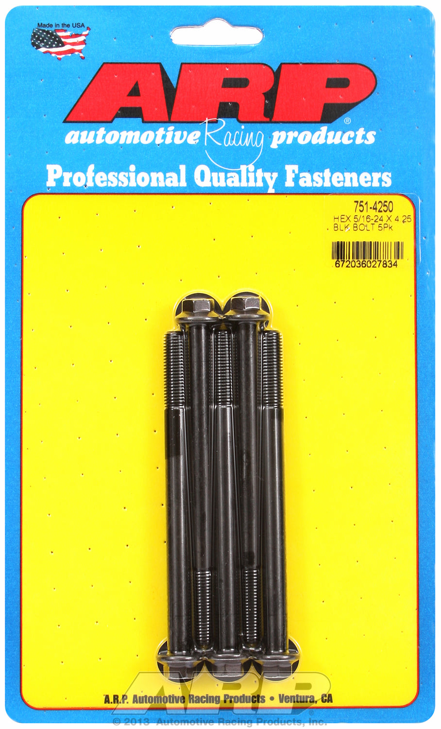 5/16-24 x 4.250 hex black oxide bolts