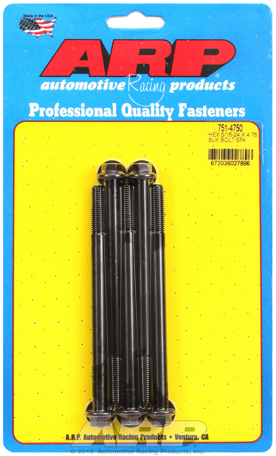 5/16-24 x 4.750 hex black oxide bolts