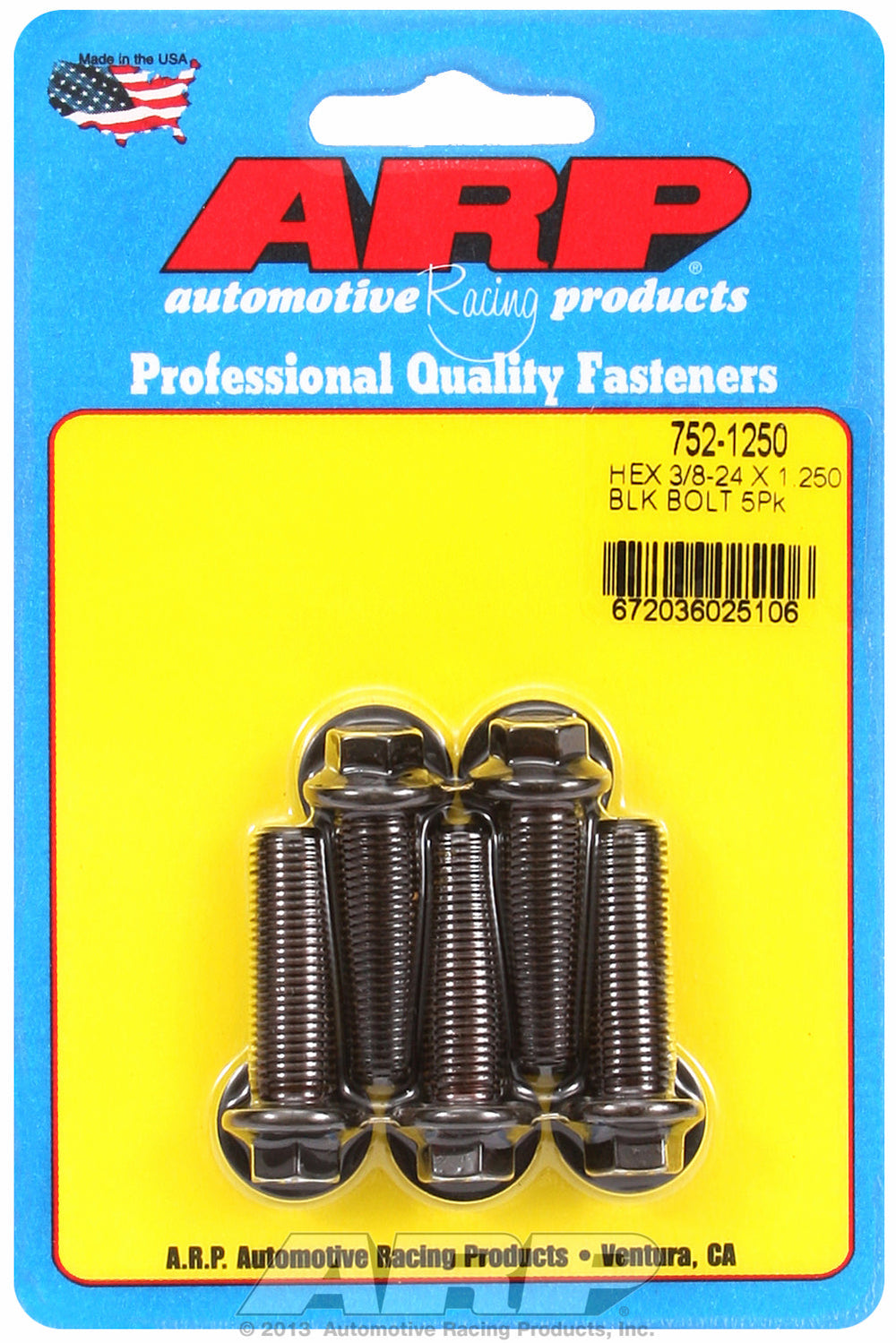3/8-24 x 1.250 hex black oxide bolts