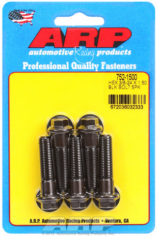 3/8-24 x 1.500 hex black oxide bolts