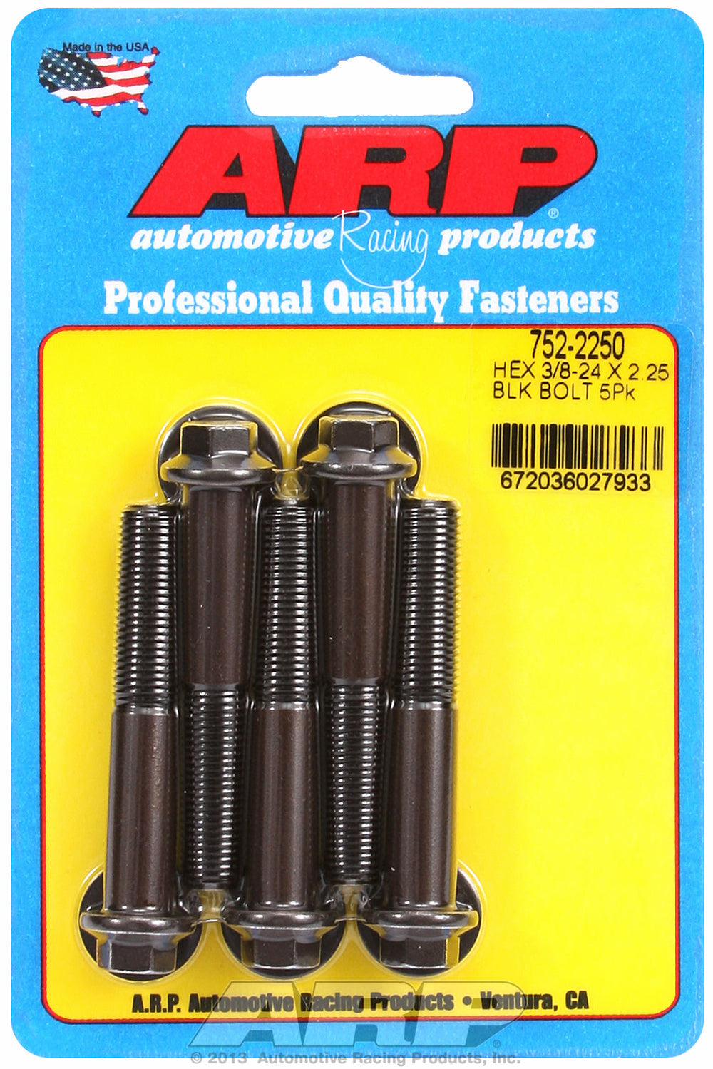 3/8-24 x 2.250 hex black oxide bolts