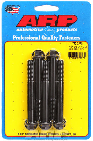 3/8-24 x 3.250 hex black oxide bolts