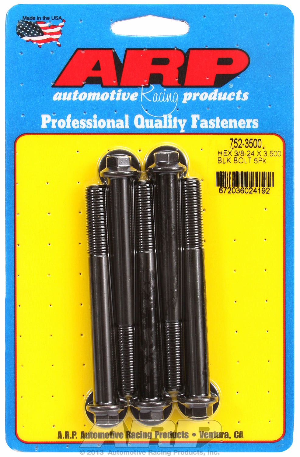 3/8-24 x 3.500 hex black oxide bolts