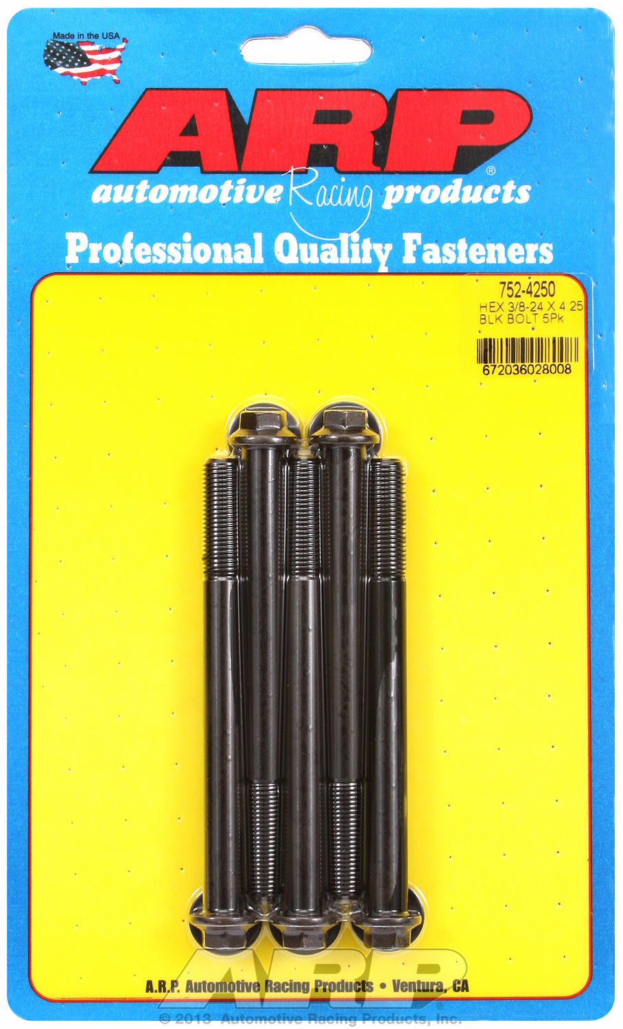 3/8-24 x 4.250 hex black oxide bolts