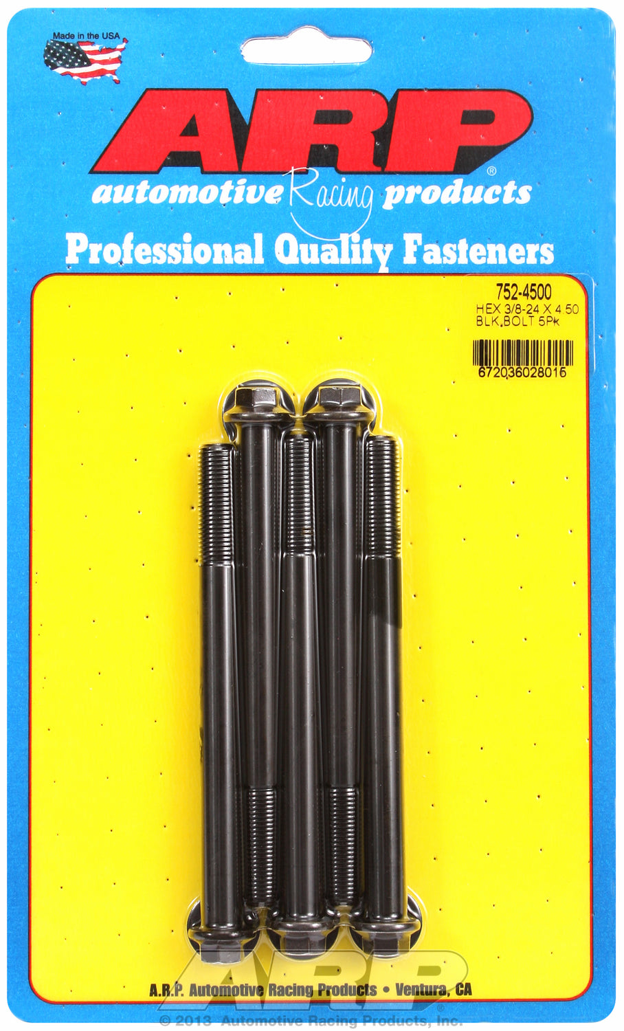 3/8-24 x 4.500 hex black oxide bolts