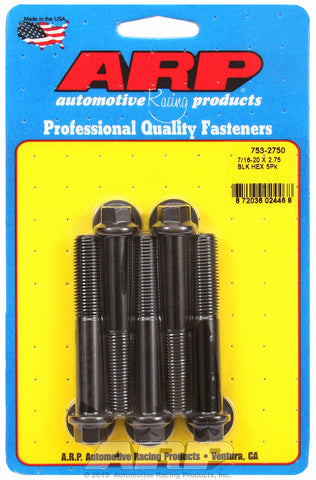 7/16-20 x 2.750 hex black oxide bolts