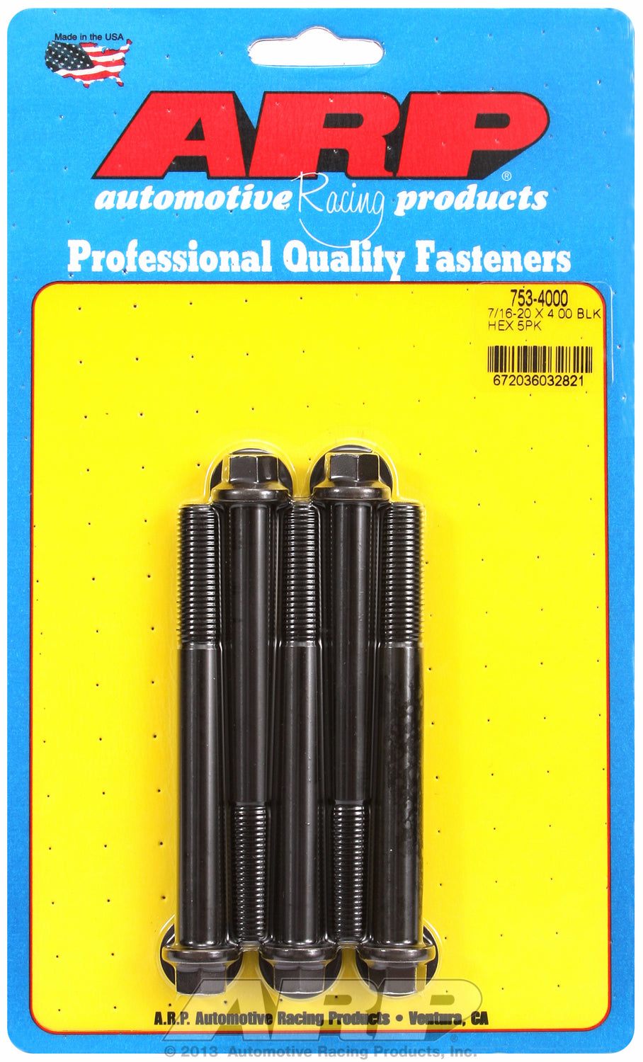 7/16-20 x 4.000 hex black oxide bolts