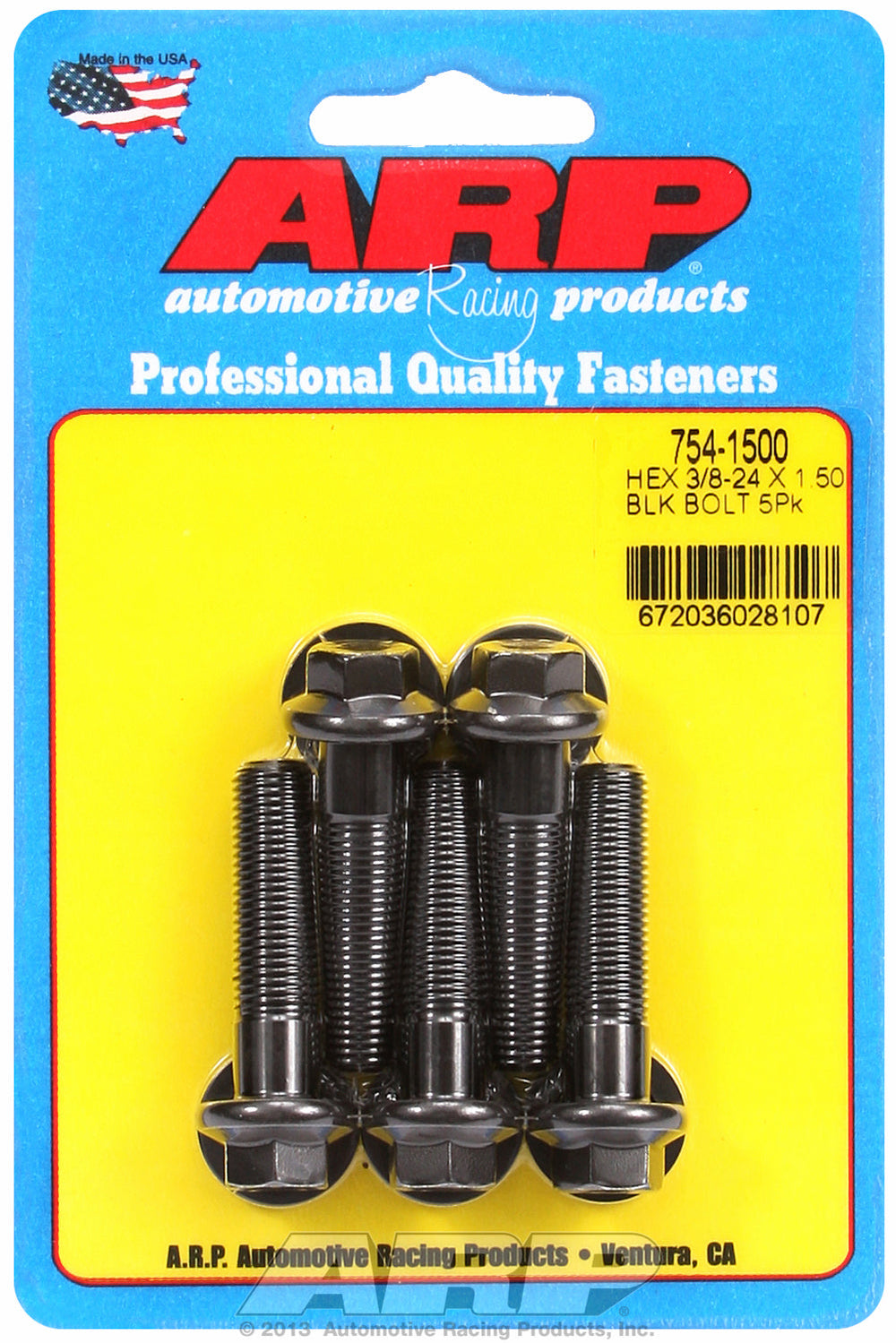 3/8-24 x 1.500 hex 7/16 wrenching black oxide bolts