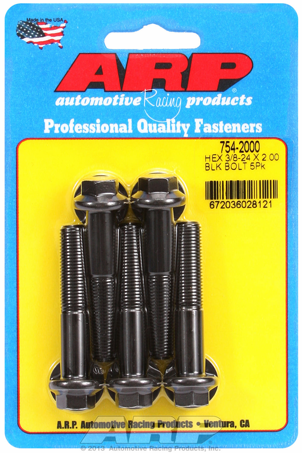 3/8-24 x 2.000 hex 7/16 wrenching black oxide bolts