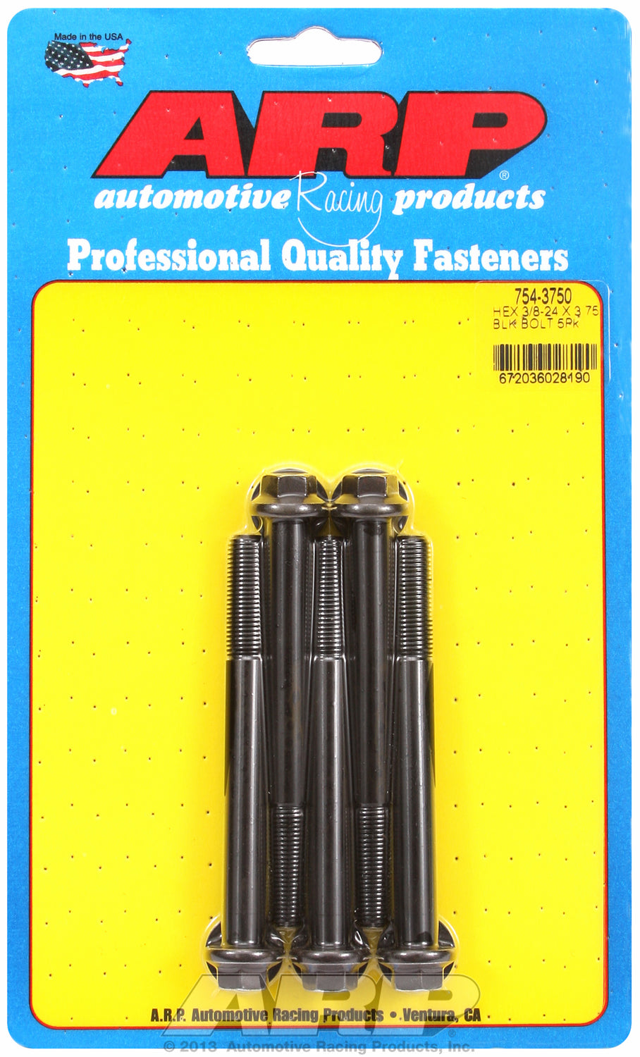 3/8-24 x 3.750 hex 7/16 wrenching black oxide bolts