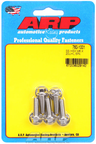 M6 x 1.00 x 20 hex SS bolts
