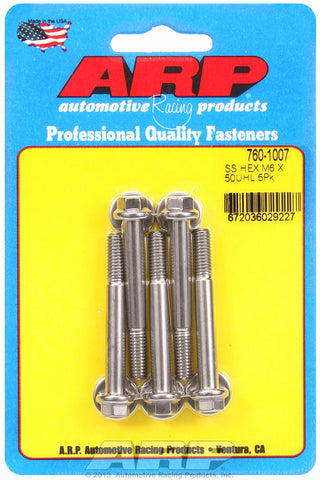 M6 x 1.00 x 50 hex SS bolts