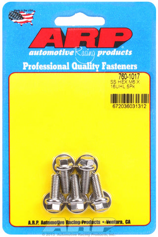 M6 x 1.00 x 16 hex SS bolts
