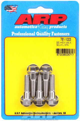 M8 x 1.25 x 30 hex SS bolts