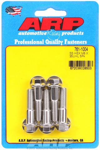 M8 x 1.25 x 35 hex SS bolts