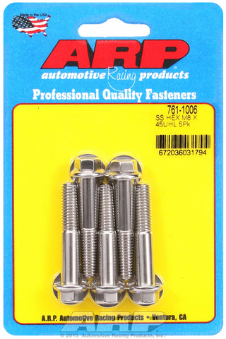 M8 x 1.25 x 45 hex SS bolts