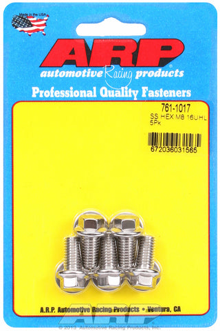 M8 x 1.25 x 16 hex SS bolts