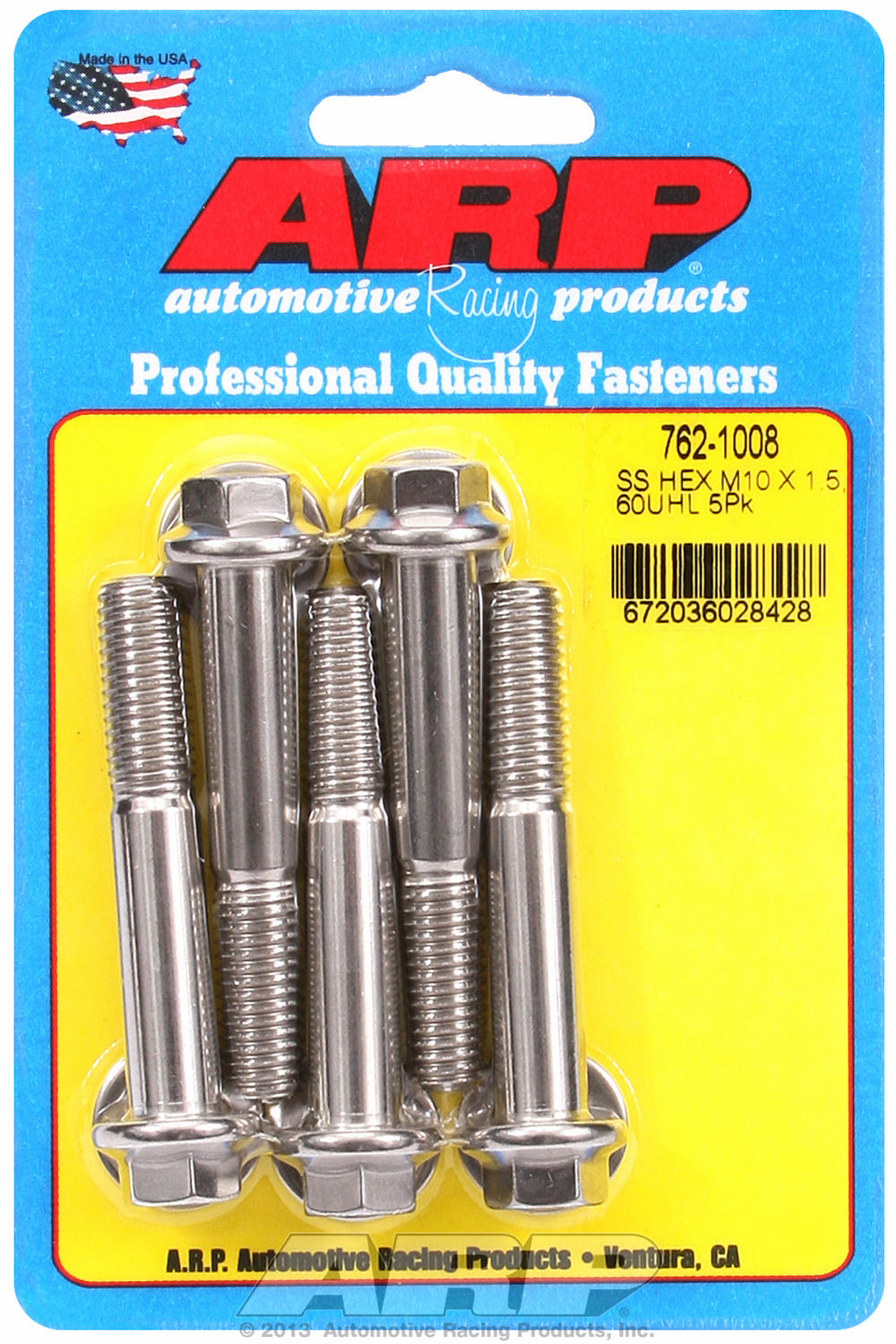 M10 x 1.50 x 60  hex SS bolts