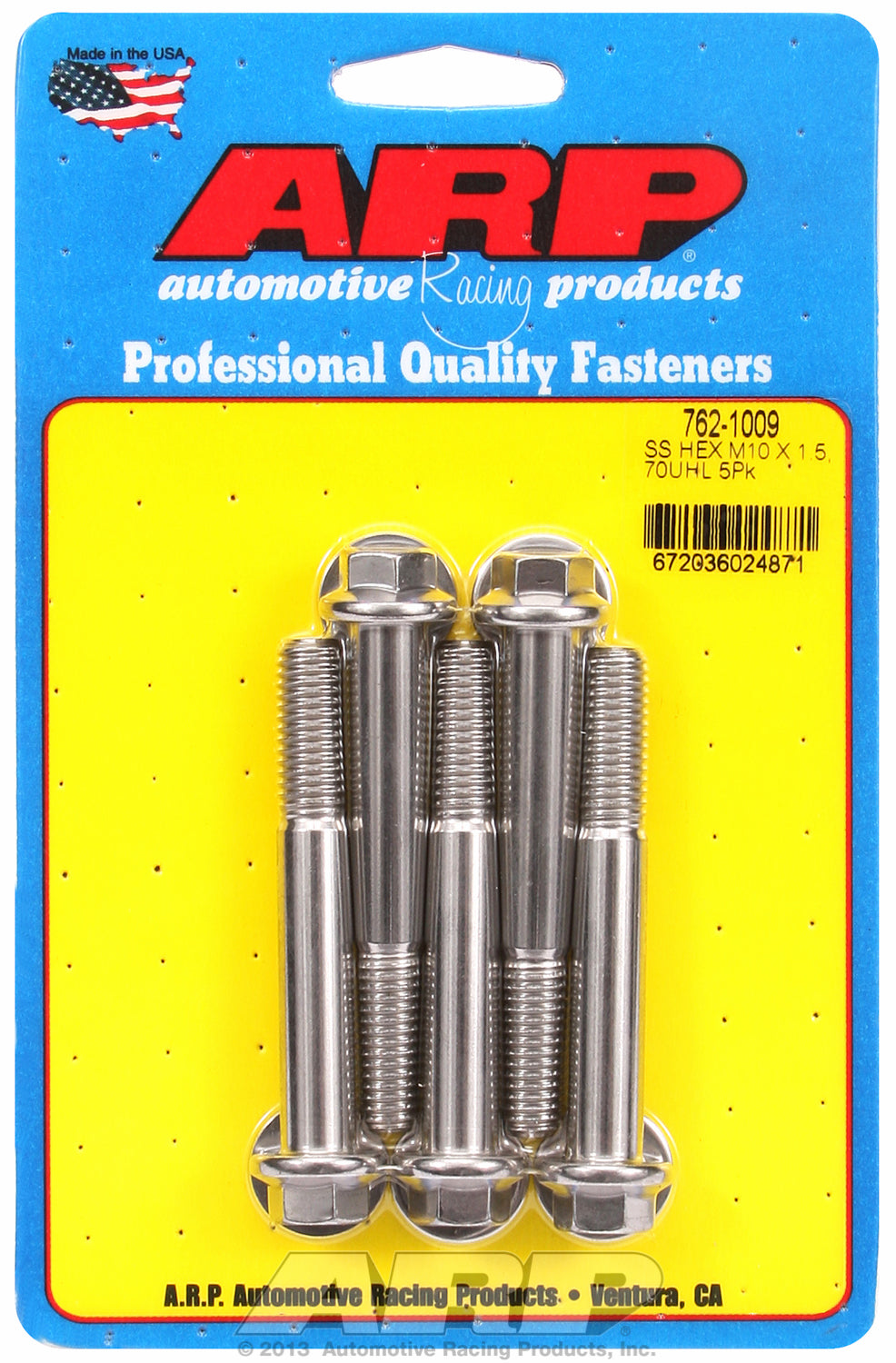 M10 x 1.50 x 70 hex SS bolts