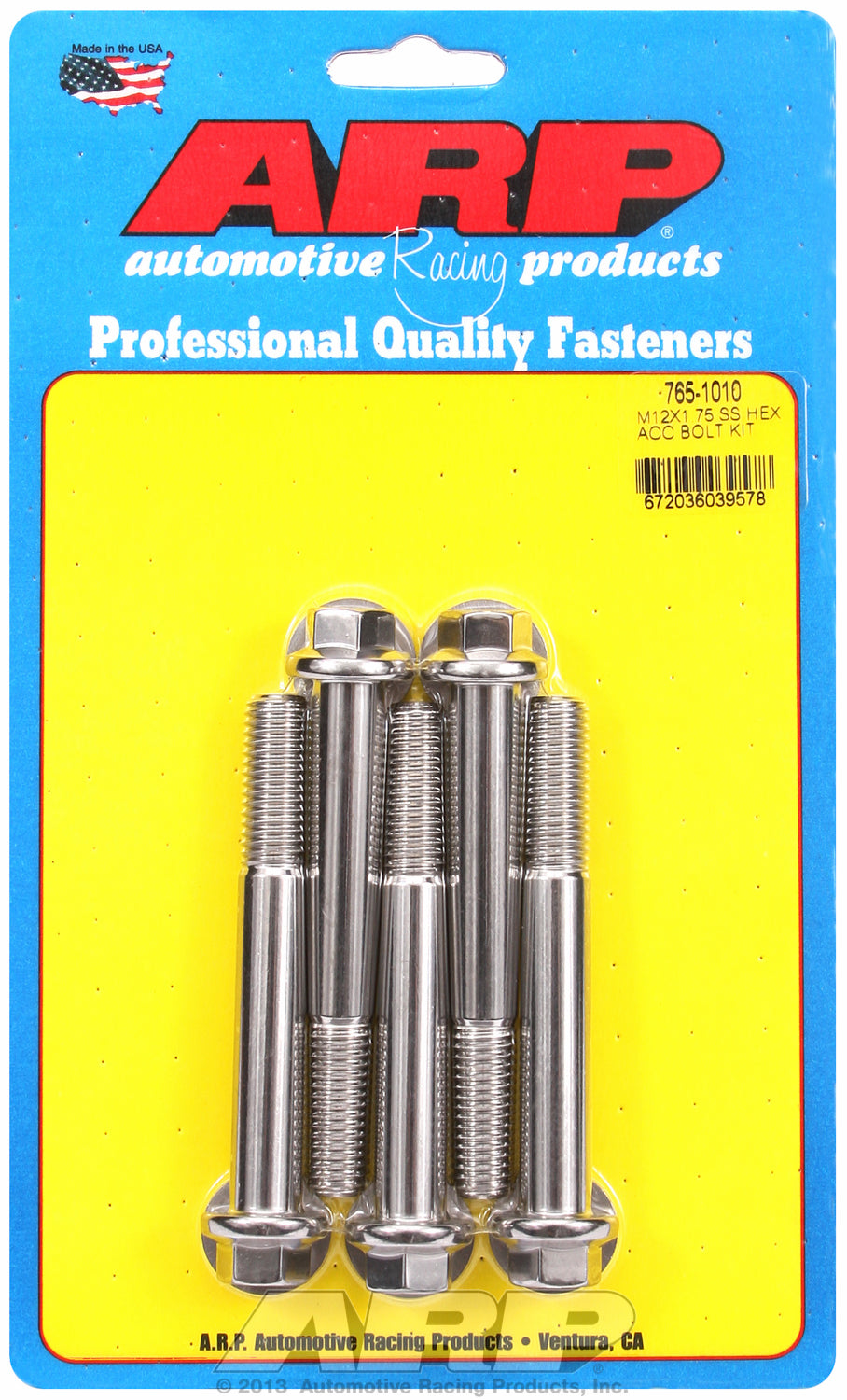 M12 x 1.75 x 90 hex SS bolts