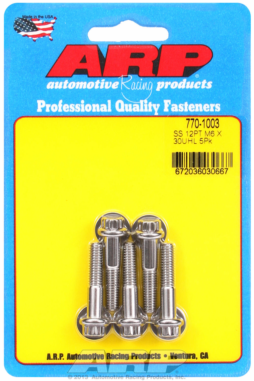 M6 x 1.00 x 30 12pt SS bolts
