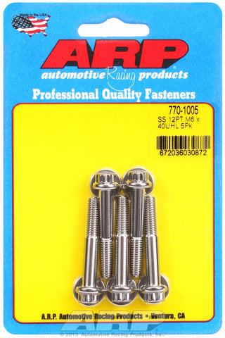 M6 x 1.00 x 40 12pt SS bolts