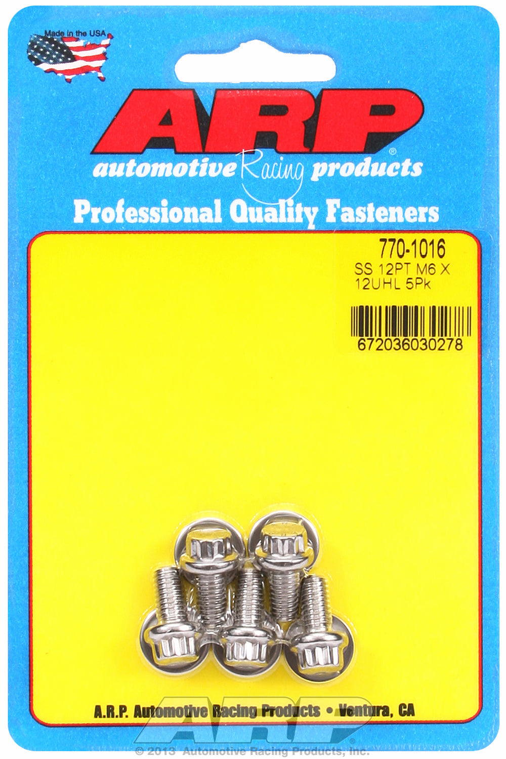 M6 x 1.00 x 12  12pt SS bolts