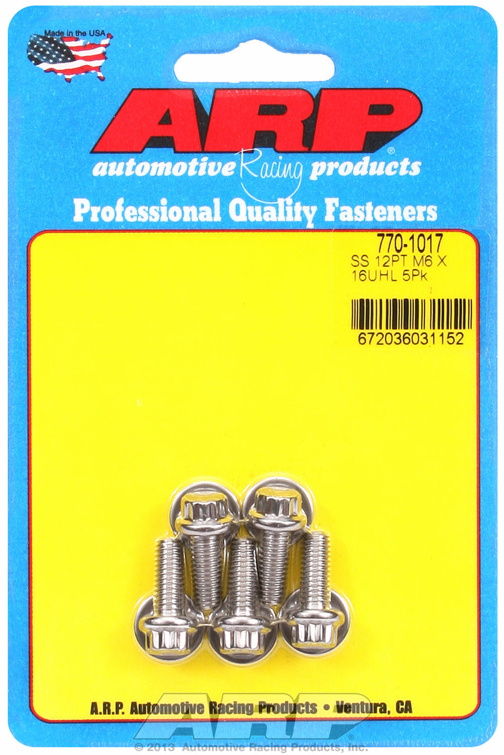 M6 x 1.00 x 16 12pt SS bolts