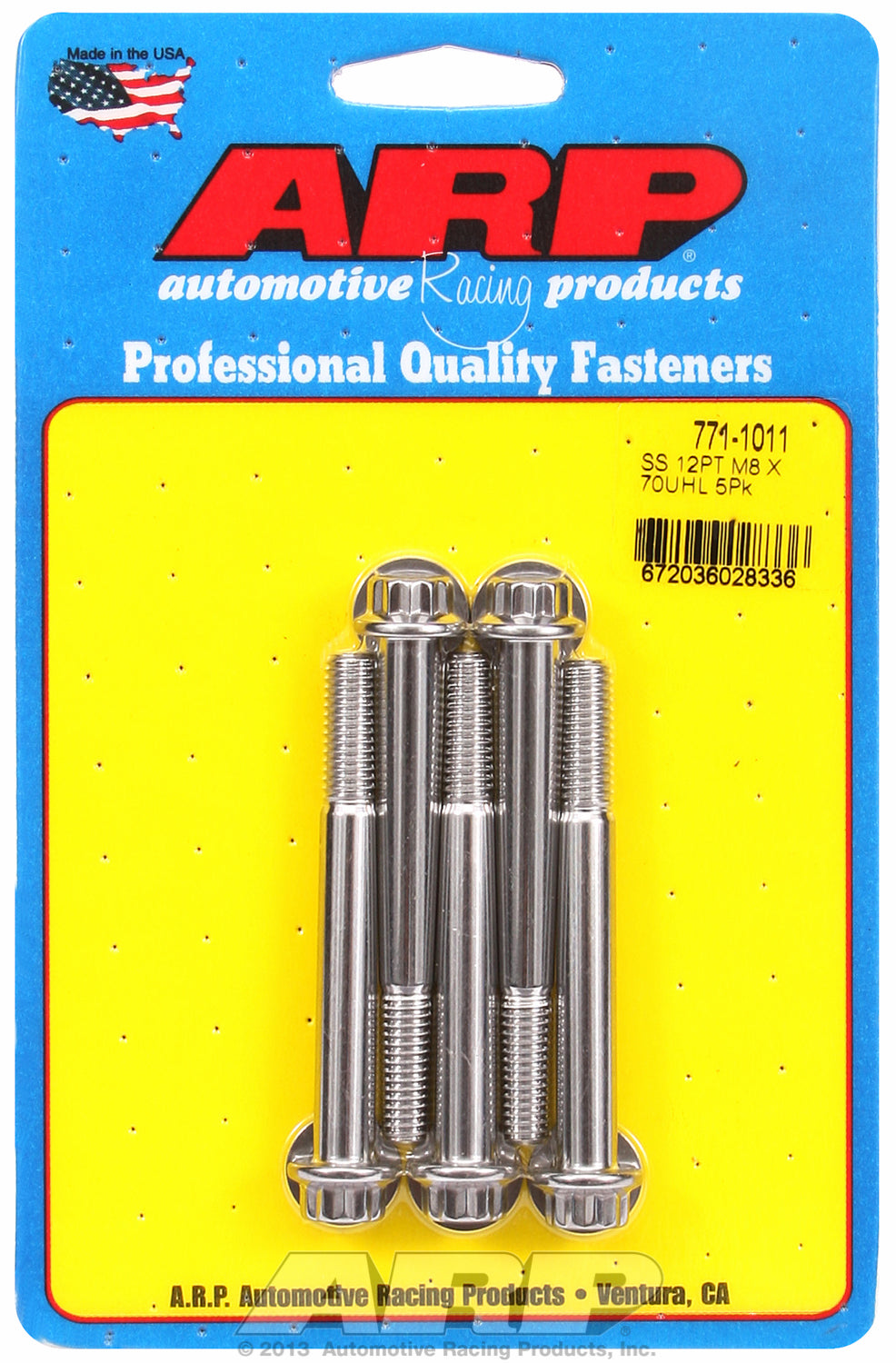 M8 x 1.25 x 70 12pt SS bolts