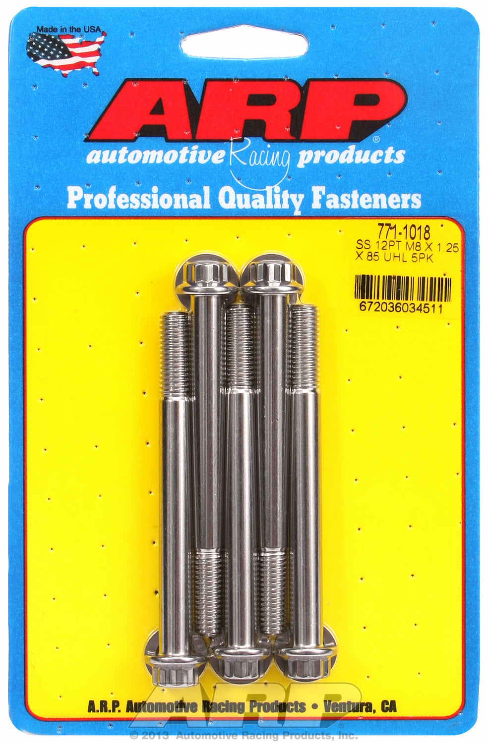 M8 x 1.25 x 85 12pt SS bolts