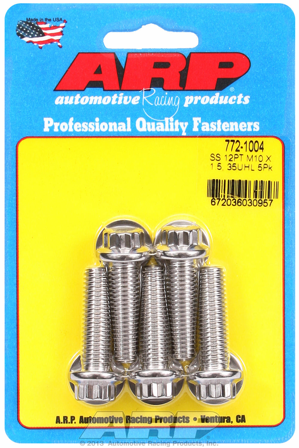 M10 x 1.50 x 35 12pt SS bolts