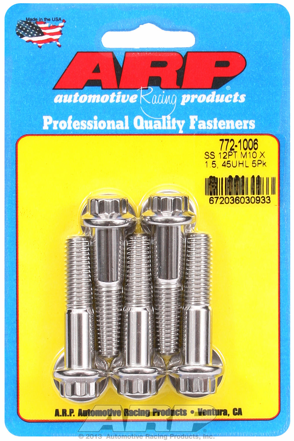 M10 x 1.50 x 45 12pt SS bolts