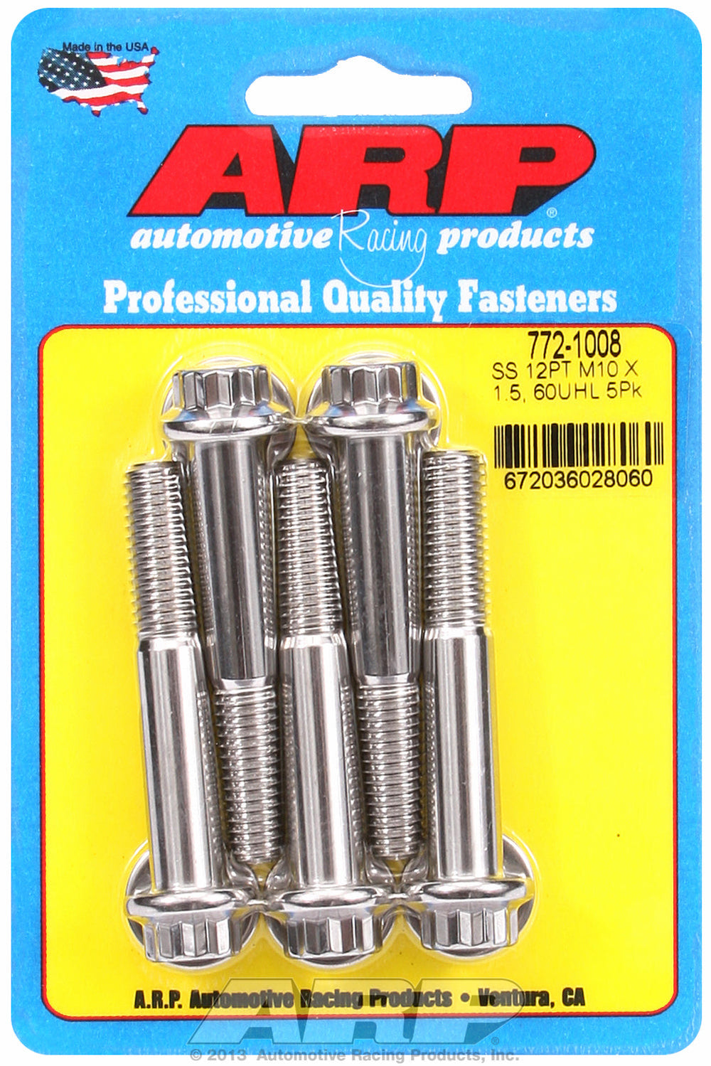 M10 x 1.50 x 60  12pt SS bolts