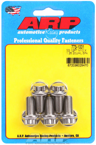 M10 x 1.25 x 20 12pt SS bolts
