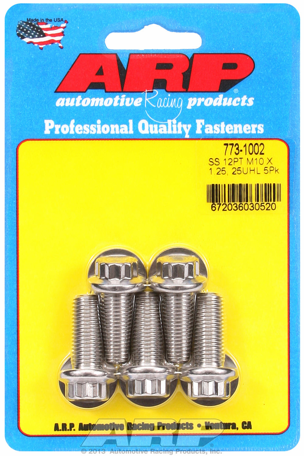 M10 x 1.25 x 25 12pt SS bolts