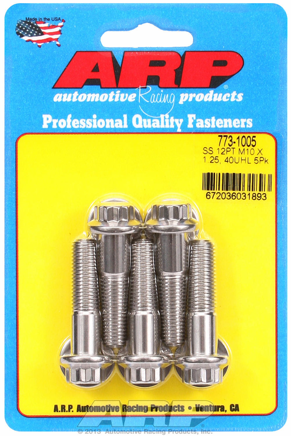 M10 x 1.25 x 40 12pt SS bolts
