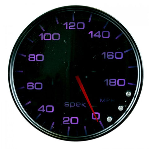 GAUGE, SPEEDOMETER, 5in, 180 MPH, ELEC. PROGRAMMABLE, BLACK/SMOKE/BLACK, SPEK-PRO