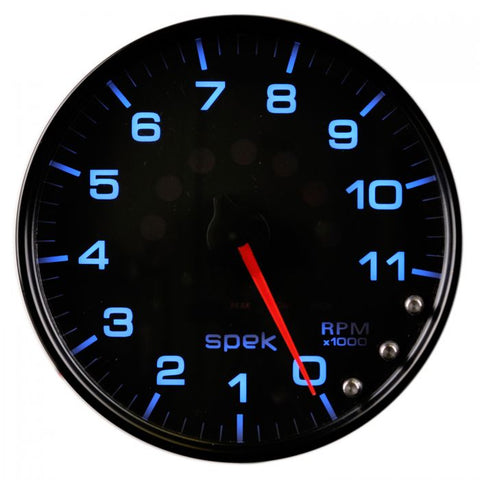 GAUGE, TACHOMETER, 5in, 11K RPM, W/SHIFT LIGHT & PEAK MEM, BLACK/BLACK, SPEK-PRO